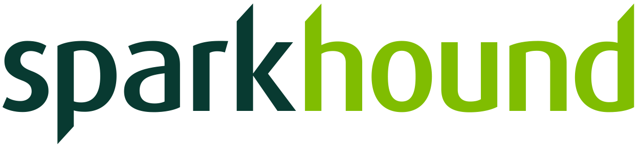 Sparkhound logo in two shades of green