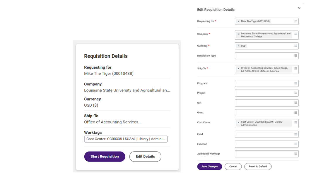 Requisition Worklet View