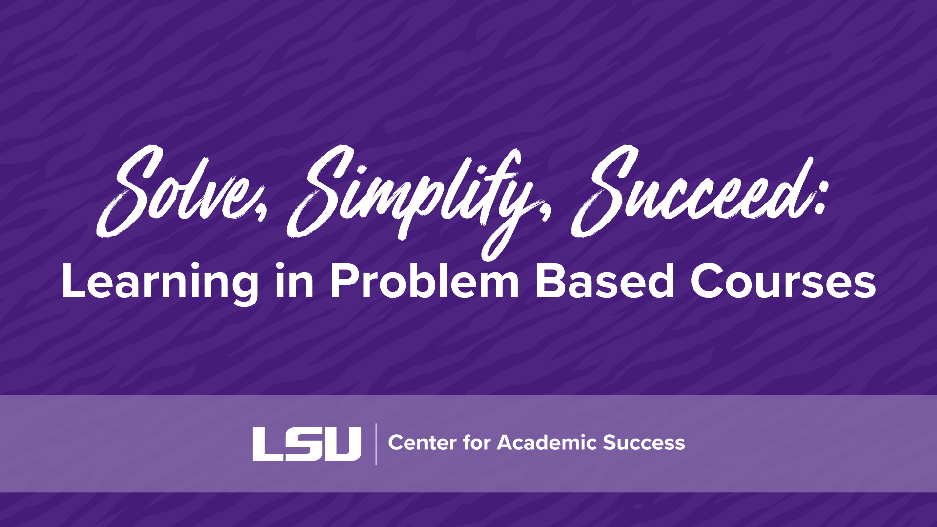Title slide and link for problem based courses workshops