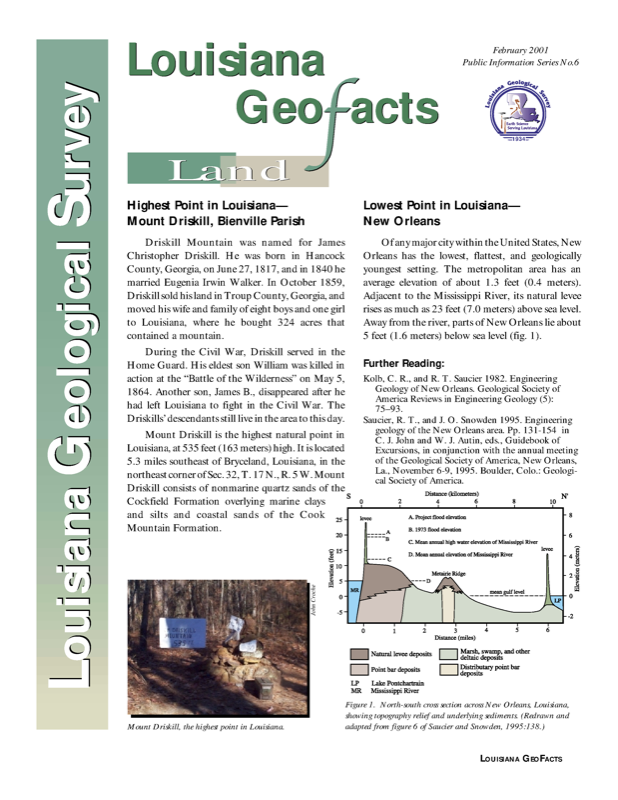 Louisiana Geofacts, 2001, 8 pp. Louisiana Geofacts, 2001, 8 pp.