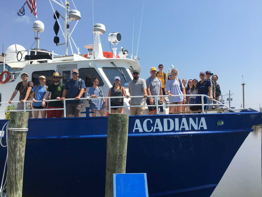 students on boat